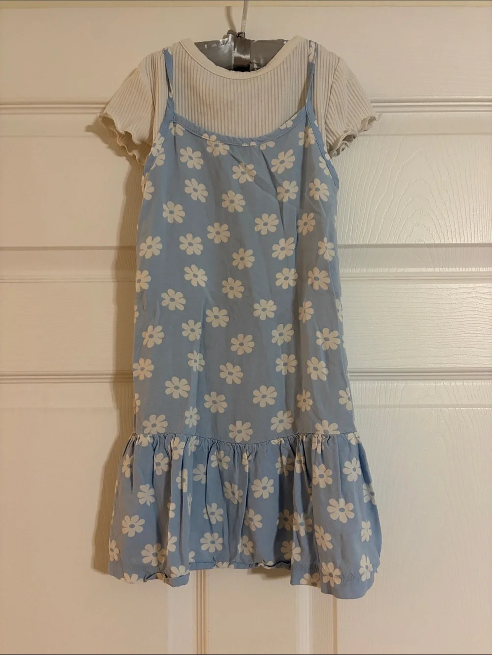 Old Navy Girls 2-Piece Rib-Knit Tee & Daisy Cami Dress Set Blue White XS (5)